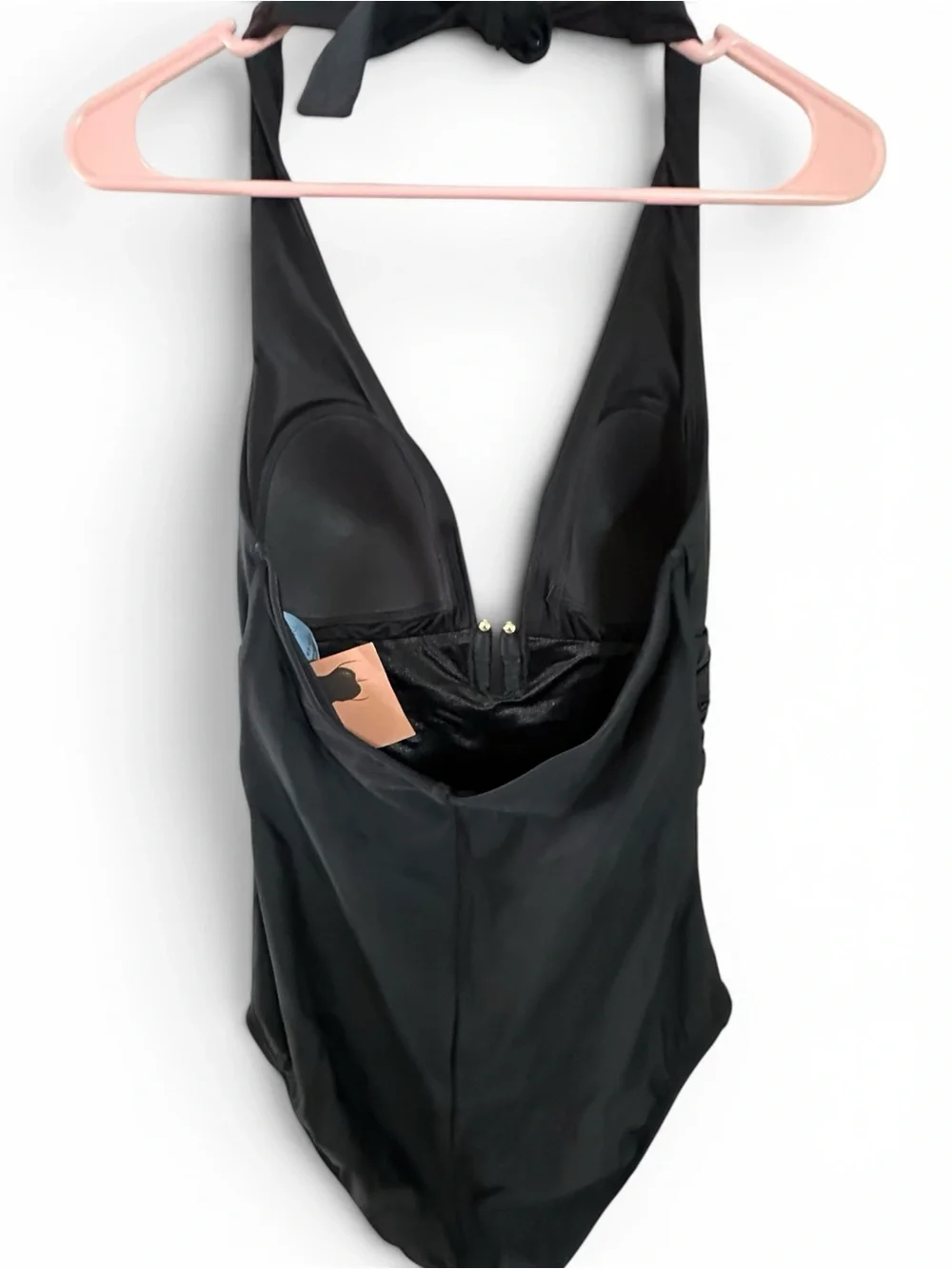 Shade & Shore Black Halter Swimsuit with Gold Charm